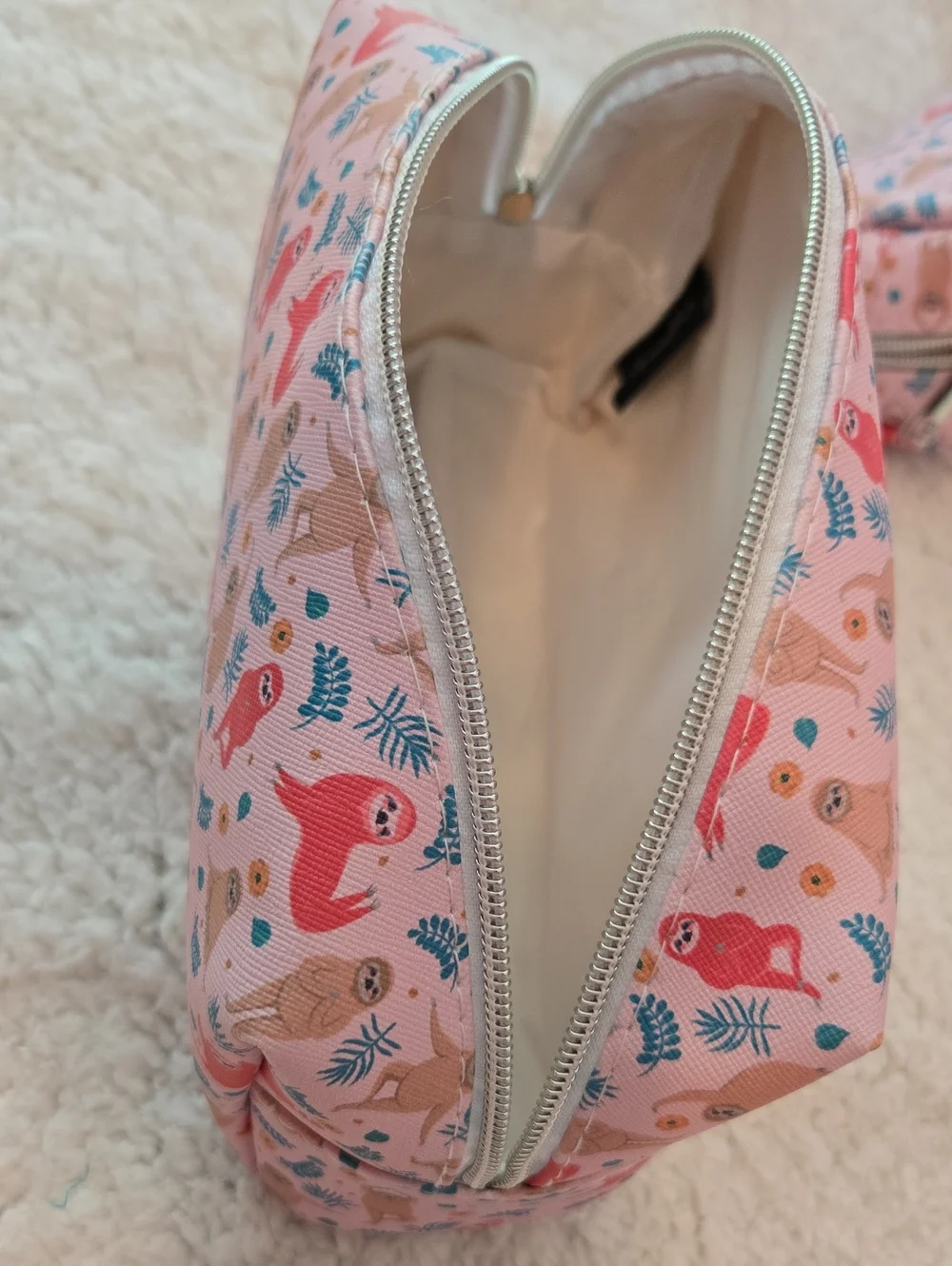 Pink Sloth Print Travel Pouch Set Of 2